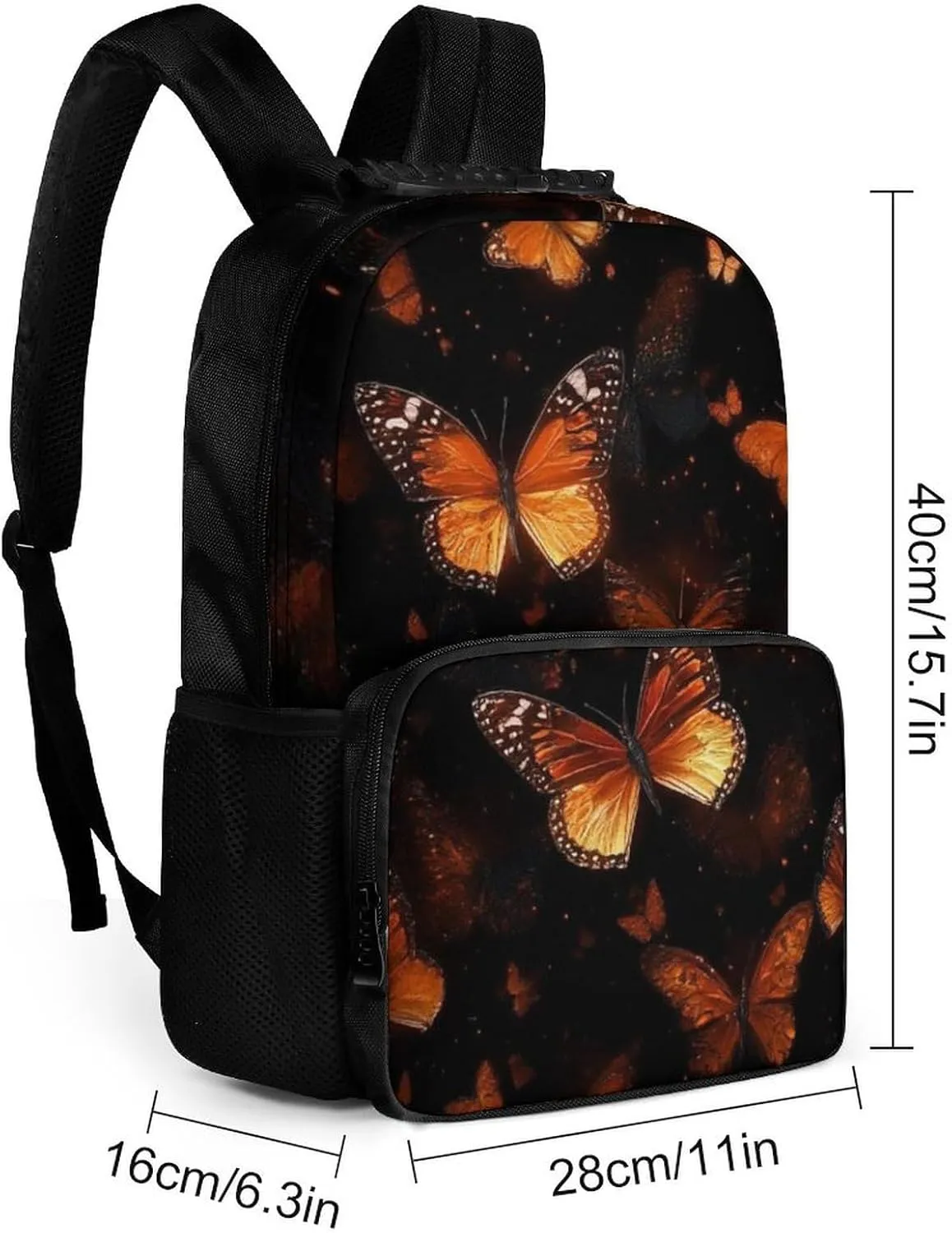 Supdreamc Lightweight Daypack Bookbag for Trekking Business Walking Cycling - Big Capacity Anti-Theft Multipurpose Carry On Bag, Monarch Butterfly Butterflies Art Business Computer Bag