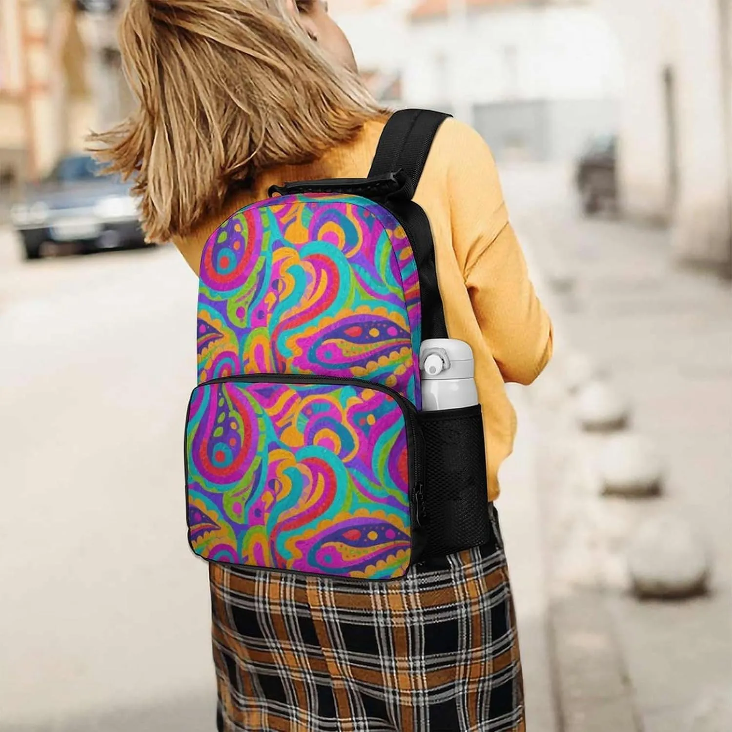 Supdreamc Lightweight Rucksack for Sports Travel Running - Big Capacity Multipurpose Anti-Theft Bookbag, Colorful Flowers Leaves Paisley Art Travel and Sport Backpack Rucksack
