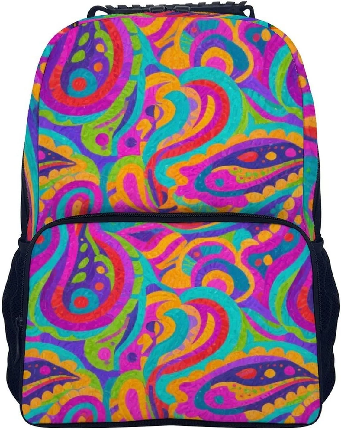 Supdreamc Lightweight Rucksack for Sports Travel Running - Big Capacity Multipurpose Anti-Theft Bookbag, Colorful Flowers Leaves Paisley Art Travel and Sport Backpack Rucksack