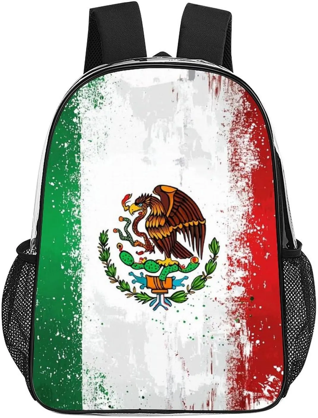 Supdreamc Men & Women Lightweight Cool Mexican Flag Casual Daypack Large Capacity Bookbag Transparent Bag for Gym Business Bicycle