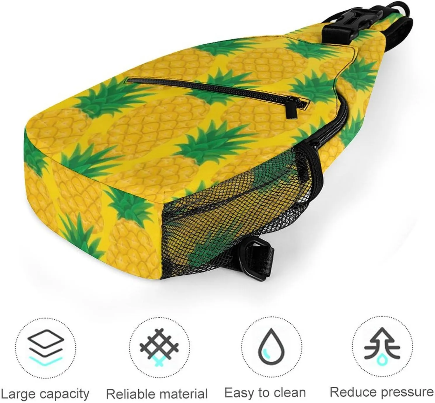 Supdreamc Men & Women Sling Shoulder Backpack Outdoor Sport Daypack Travel Bag - Anti-Theft Multipurpose Tote Bags, Hawaiian Tropical Pineapple Art Triangle Sling Shoulder Backpacks Bag