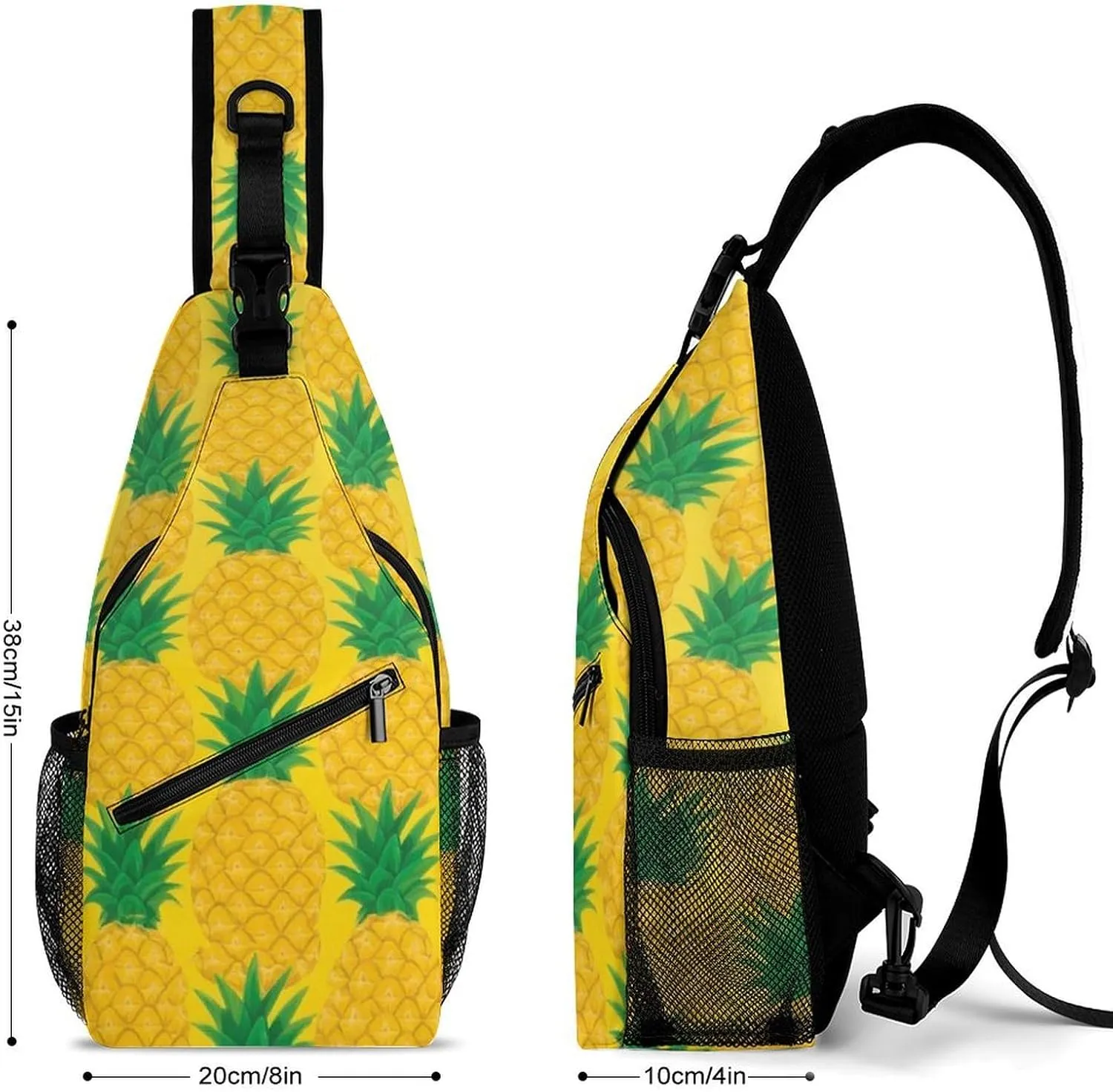 Supdreamc Men & Women Sling Shoulder Backpack Outdoor Sport Daypack Travel Bag - Anti-Theft Multipurpose Tote Bags, Hawaiian Tropical Pineapple Art Triangle Sling Shoulder Backpacks Bag
