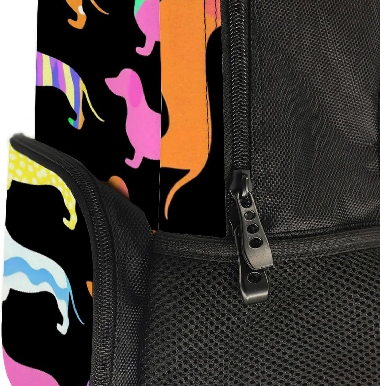 Supdreamc Men Women Lightweight Black Dachshund Puppy Animal Dog Backpack Large Capacity Bookbag With Smooth Zippers for Gym Business Running