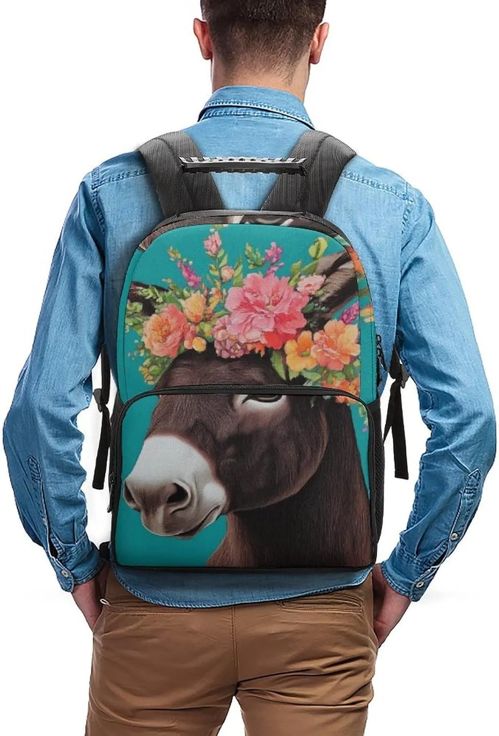 Supdreamc Men Women Lightweight Donkey Animals Backpack Large Capacity Carry On Bag With Padded Straps for Sports Work Walking Cycling
