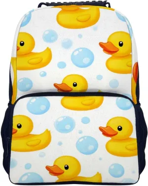 Supdreamc Polyester Daypack for Hiking Work Running - Big Capacity Anti-Theft Multipurpose Shoulder Bag, Cute Funny Cartoon Yellow Rubber Ducks Bubbles Travel and Sport Backpack Rucksack