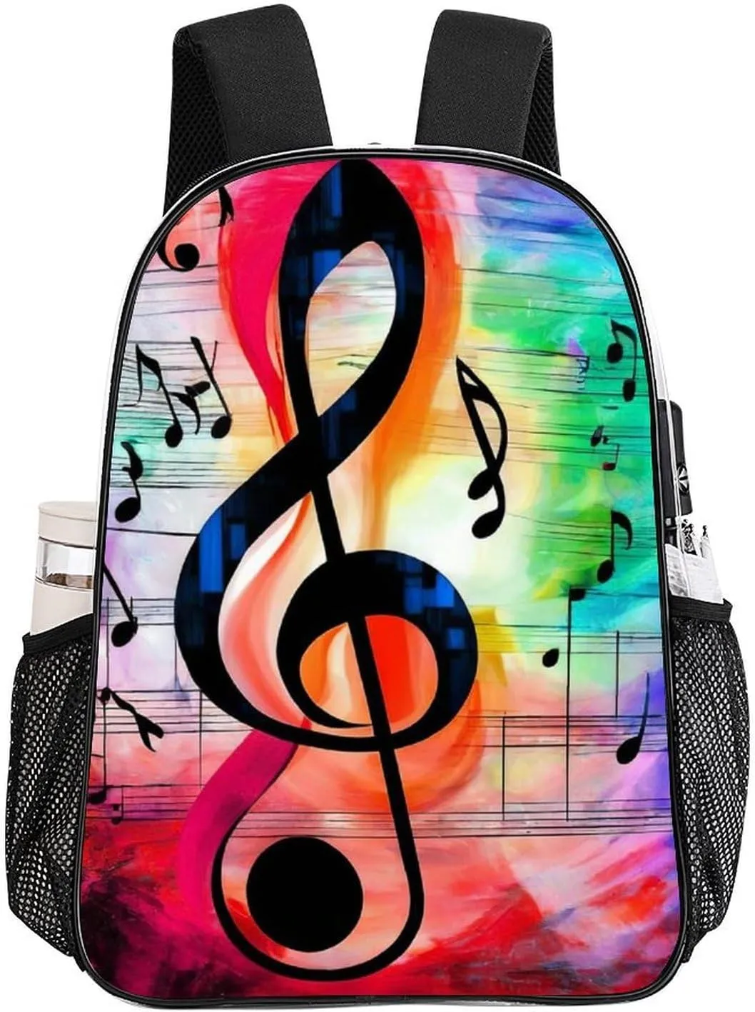 Supdreamc Transparent Daypack for Hiking Work Running - Big Capacity Anti-Theft Multipurpose Shoulder Bag, Abstract Music Notes Travel and Sport Backpack Rucksack