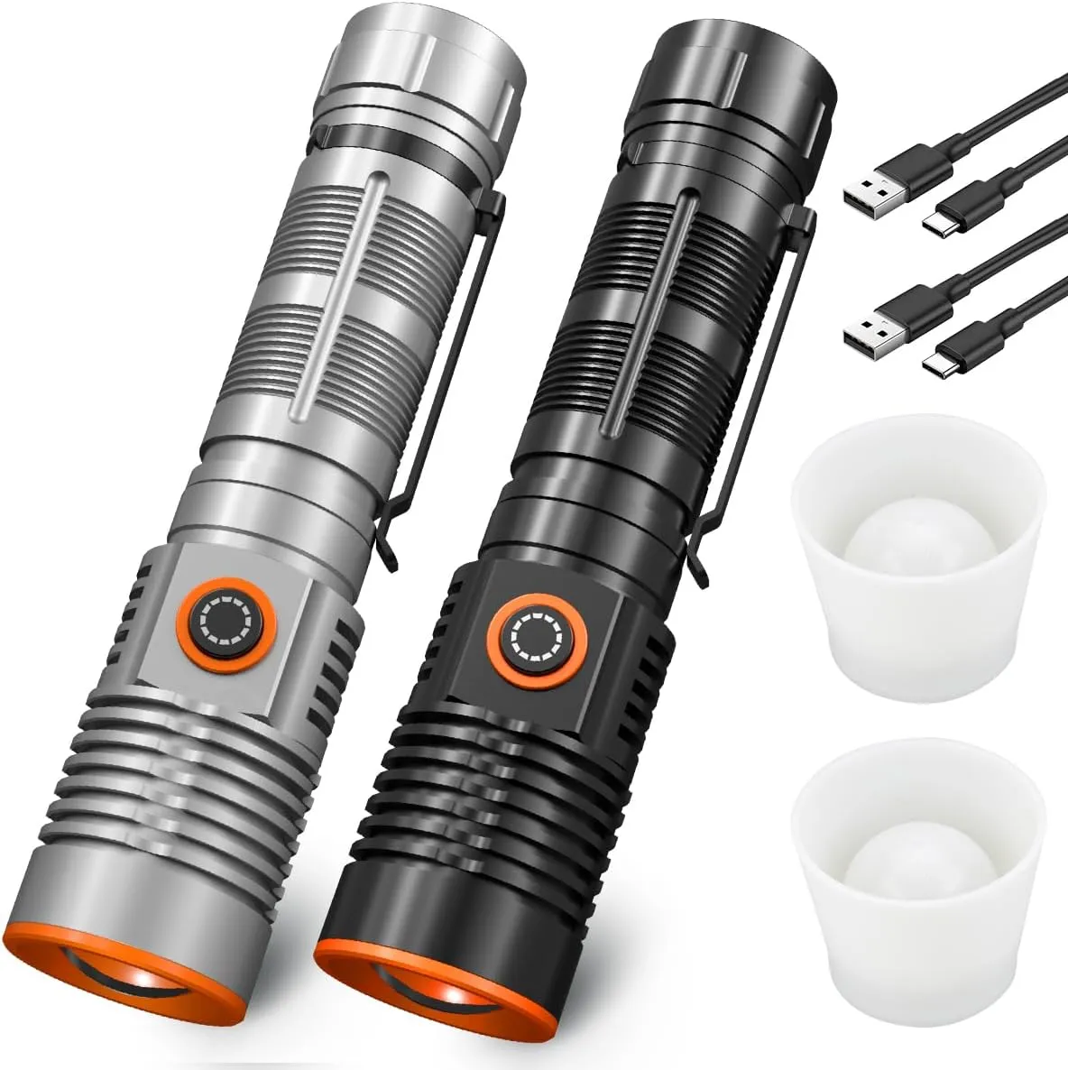 Super Bright Flashlight 20000 Lumens LED Rechargeable Flashlight with Focus Function Pocket Clip 3 Modes & Magnetic Tail Perfect for Home Camping and Emergency Use