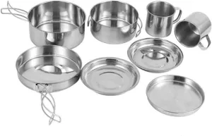 SUPVOX Lightweight Multifunctional Pot Set Camping Cookware Portable Cooking Supplies Hiking Pan Bowl Set