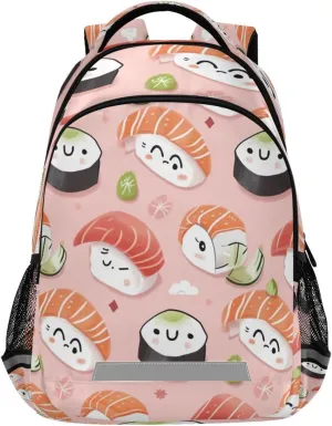 Sushi Kawaii Pattern Design Waterproof Backpack - Casual Outdoor Sports Daypack with Ergonomic Shoulder Straps#349