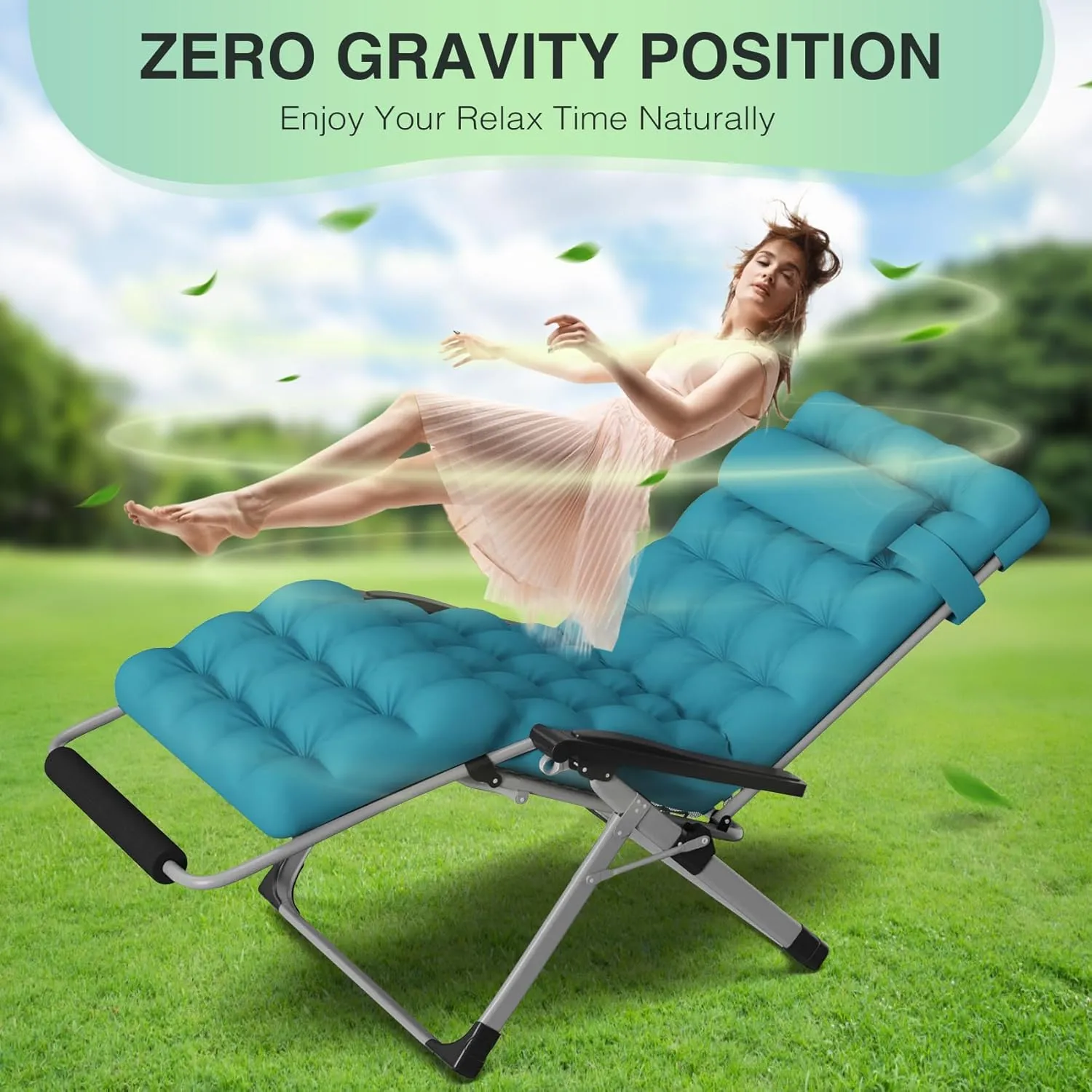 Suteck Oversized Zero Gravity Chair,33In XXL Lounge Chair w/Removable Cushion&Headrest, Reclining Camping Chair w/Upgraded Lock and Footrest, Reclining Patio Chairs Recliner for Indoor Outdoor,500LBS