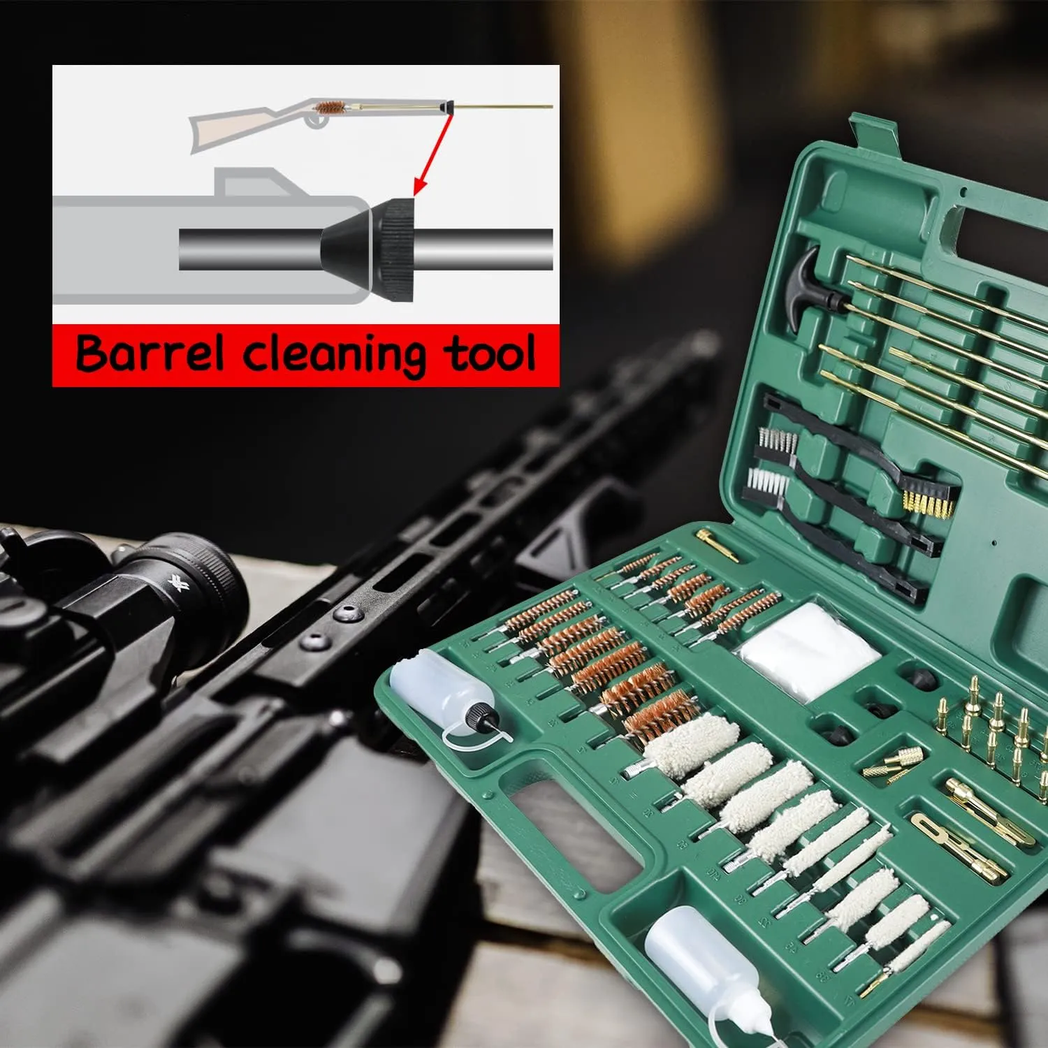Sutekus Gun Cleaning Kit Universal Guns Cleaning Tools for Hunting Rilfe Handgun Pistol Shotgun with Carrying Case