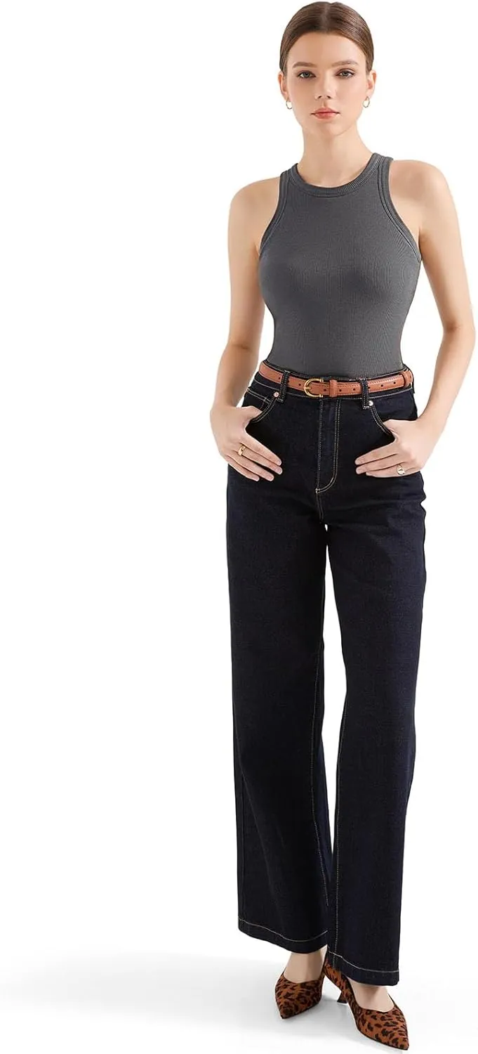 SUUKSESS Women Padded Cotton Ribbed Tank Tops 2025 High Neck Racerback Basic Tops