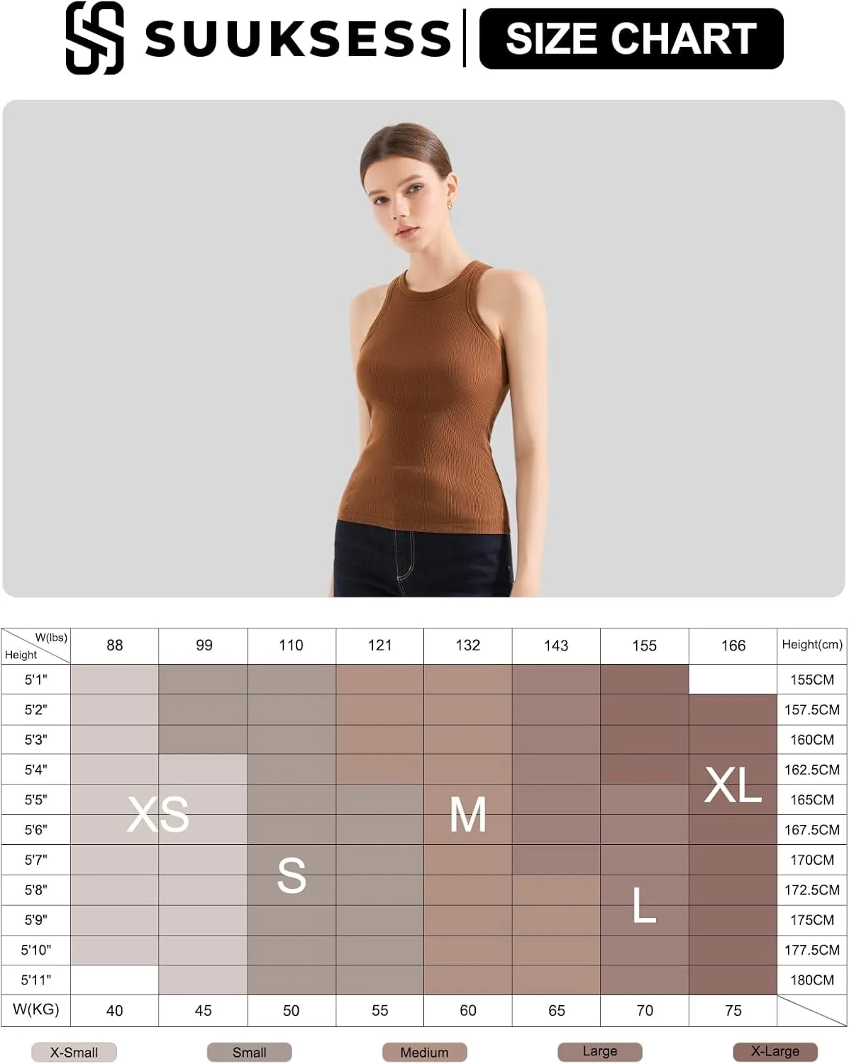 SUUKSESS Women Padded Cotton Ribbed Tank Tops 2025 High Neck Racerback Basic Tops