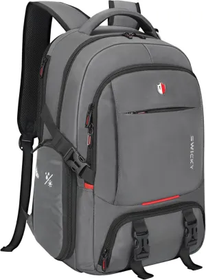 SWICKY 60L Travel Backpack Outdoor, Expandable Backpack with Shoe Compartment/Laptop Bag/Water Resistant/USB Port for Women & Men, Ideal for Travel and Hiking(Gray)
