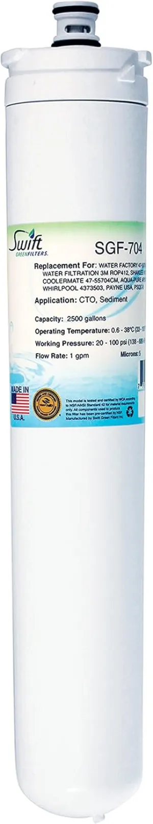 Swift Green Filters SGF-704 Compatible Commercial Water Filter for 47-55704G2, 3M Water Filtration ROP412,SHAKLEE 61029-33 ,Made in USA(1 Pack)
