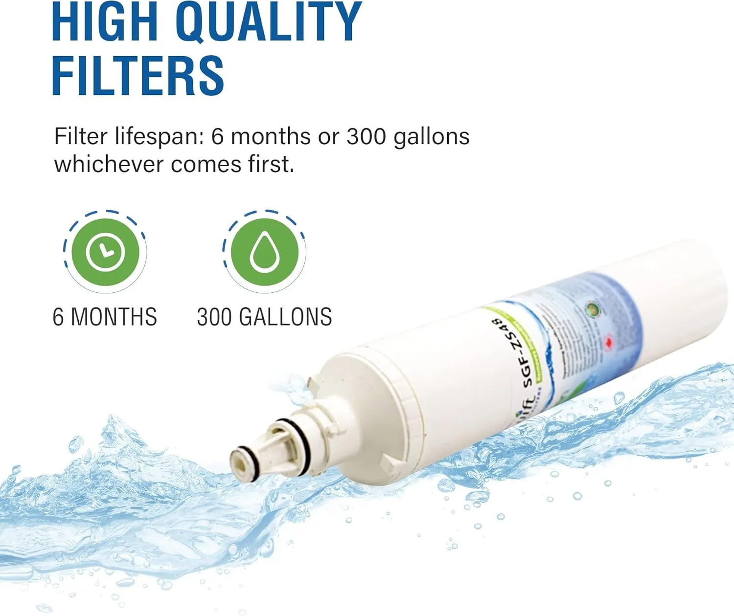 Swift Green Filters SGF-ZS48 Compatible Refrigerator Water Filter for Sub-Zero 4204496,4290510,4204490,EWF-8003A, Pro 48,Made in USA (2 Pack)