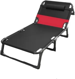 Tables and Chairs Household Portable Folding Bed Outdoor Travel Camping Bed Single Single Person Lunch Break Bed Multifunctional Reclining Chair Adjustable (Black 190x73.5x30cm)