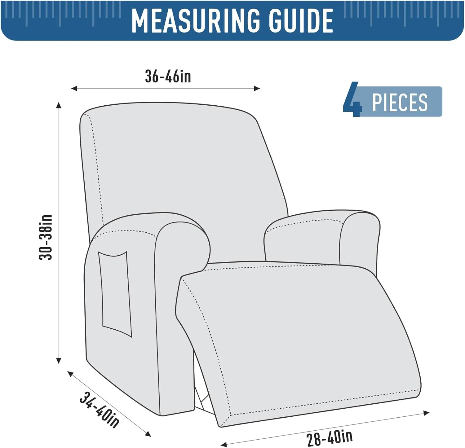TAOCOCO Oversized Recliner Cover Stretch Recliner Chair Covers, Jacquard Reclining Chair Cover, Furniture Protector Sofa Slipcovers Couch Covers with Elastic Bottom for Kids, Pets (Light Grey)