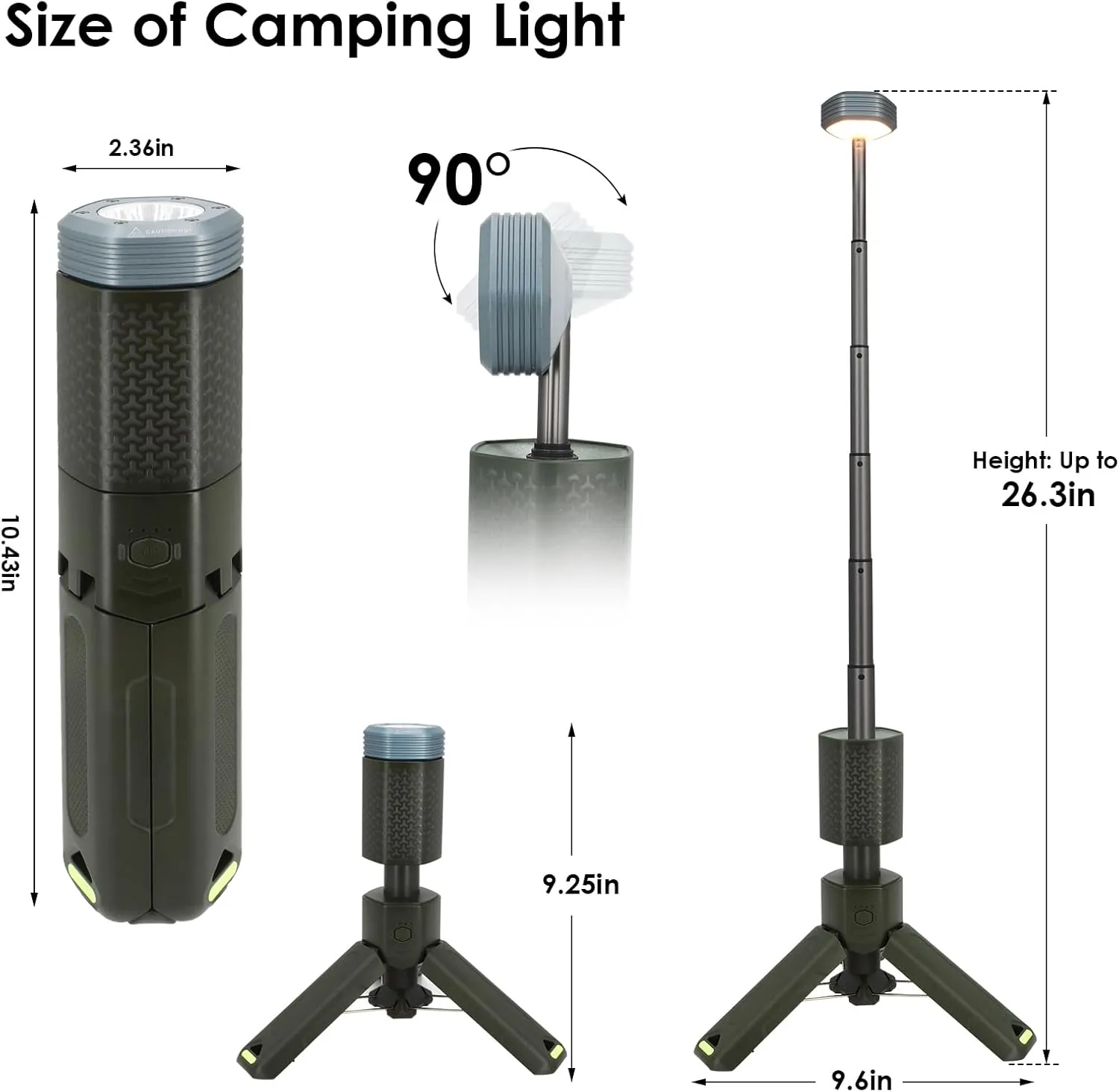 Telescopic Camping Lights,Portable Camping Lantern with Storage Bag,10500mAh Rechargeable Outdoor Adventure Emergency Light,Waterproof LED Work Lights with Magnetic (Dark Green)
