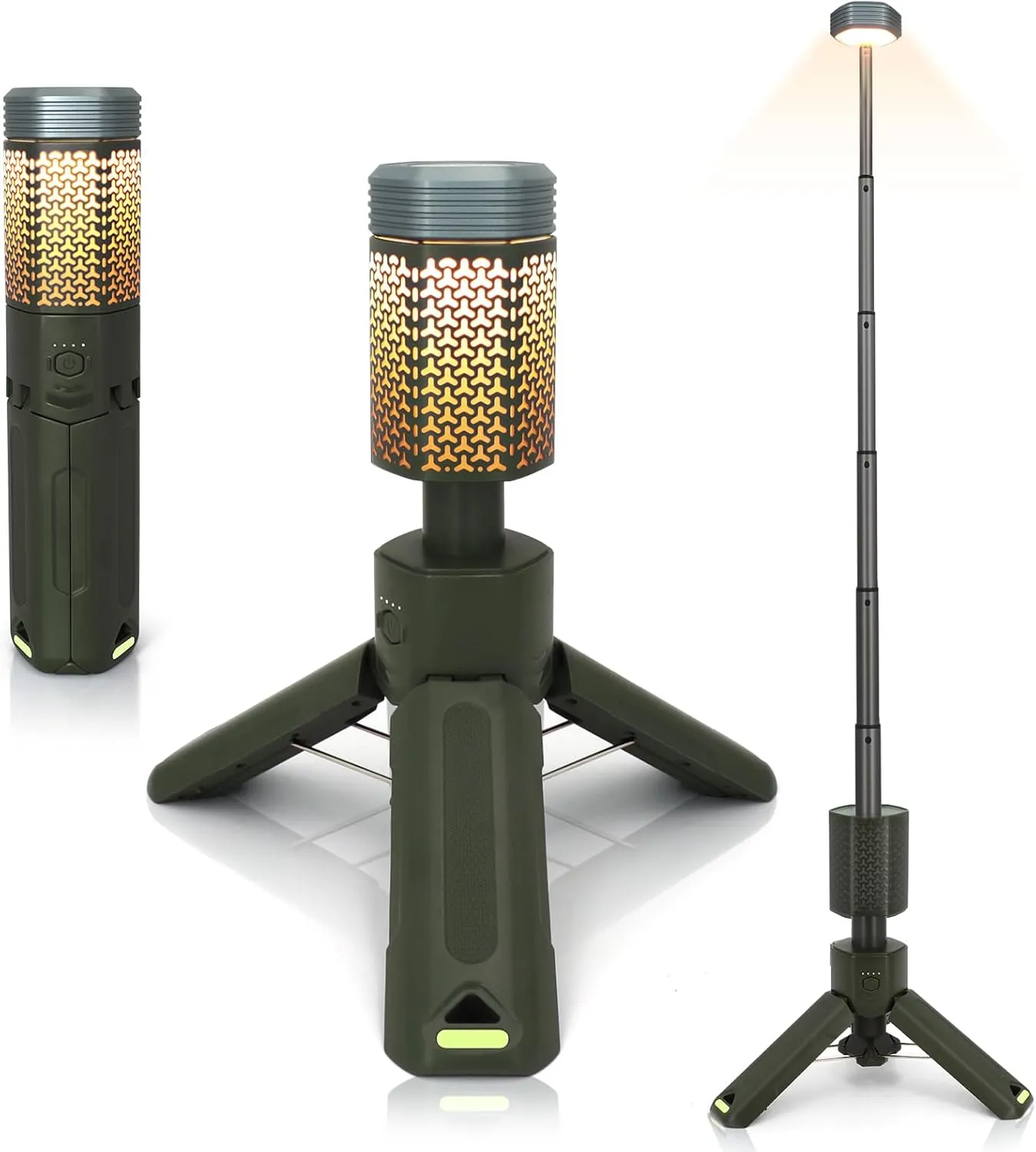 Telescopic Camping Lights,Portable Camping Lantern with Storage Bag,10500mAh Rechargeable Outdoor Adventure Emergency Light,Waterproof LED Work Lights with Magnetic (Dark Green)