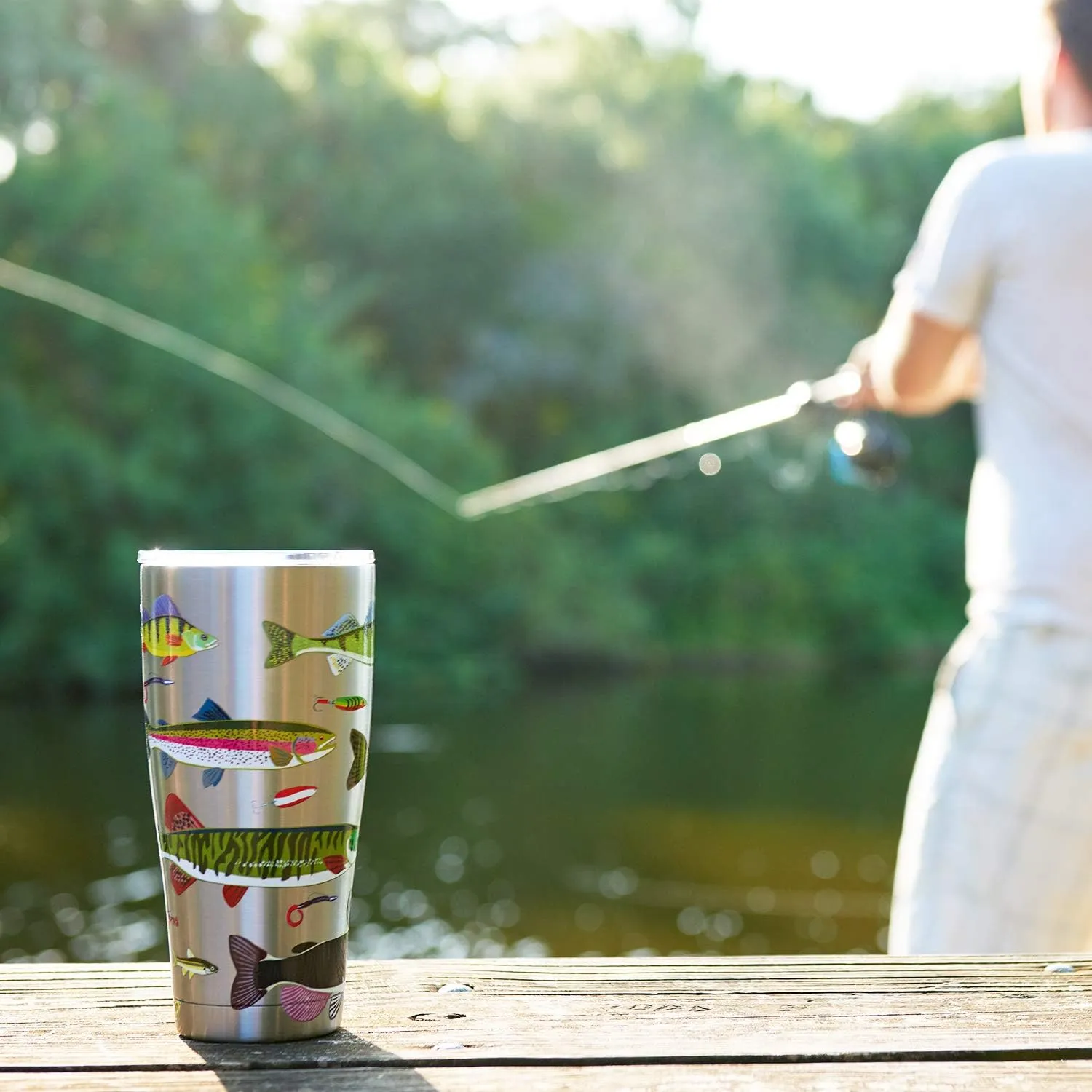 Tervis Margaritaville Landshark Lets Beach Triple Walled Insulated Tumbler Travel Cup Keeps Drinks Cold & Hot, 20oz Legacy - Stainless Steel, Stainless Steel