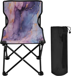 Texture Portable Outdoor Folding Chair Anti-Slip Padded Oxford Cloth Stool Camping Chair Small for Beach Hiking Fishing Gardening Quad Camp Chair