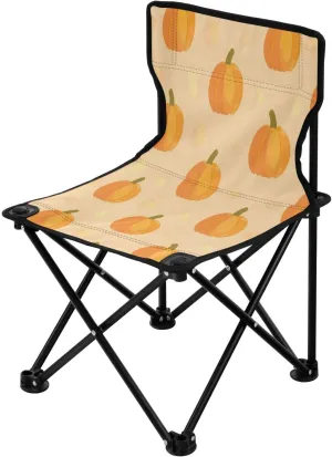 Thanksgiving Cartoon Pumpkin Portable Outdoor Folding Chair Anti-Slip Padded Oxford Cloth Stool Camping Chair Small for Beach Hiking Fishing Gardening Quad Camp Chair