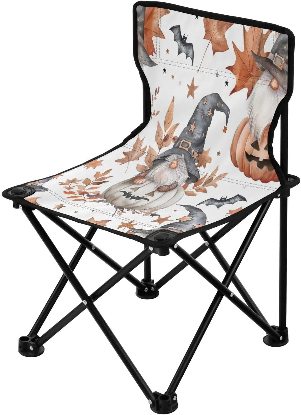 Thanksgiving Pumpkin Gnome Portable Outdoor Folding Chair Anti-Slip Padded Oxford Cloth Stool Camping Chair Small for Beach Hiking Fishing Gardening Quad Camp Chair