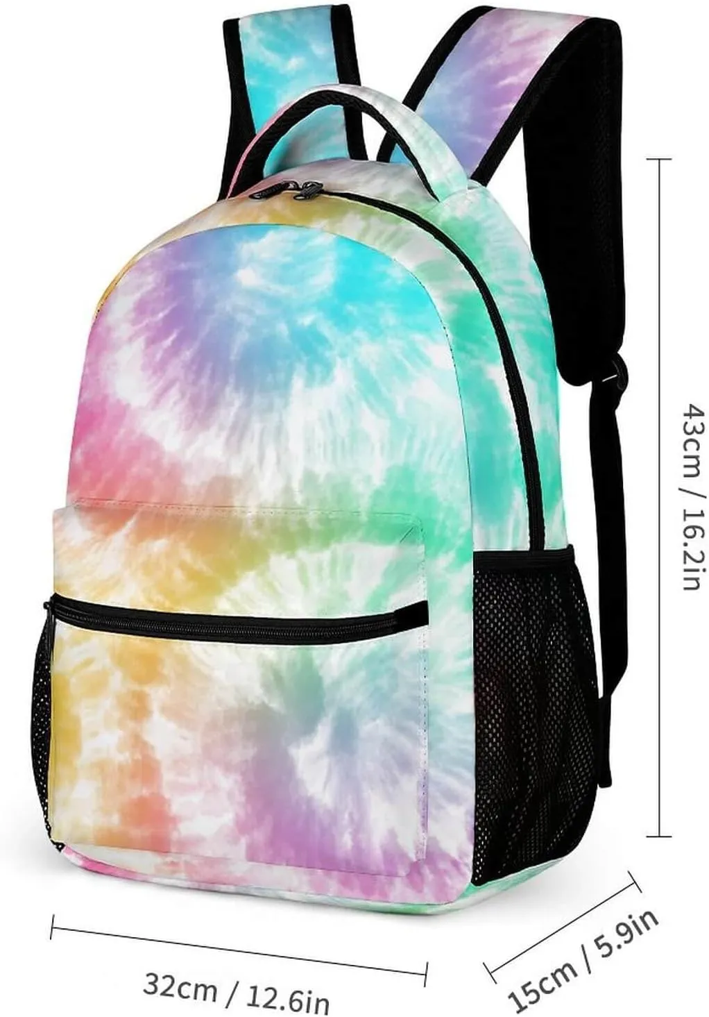 Tie Dye School Backpack for Kids Girls Boys, 16 Inch Cute Tie Dye Themed Bookbag, Personality School Backpack for Students Children, Lightweight, Large Capacity