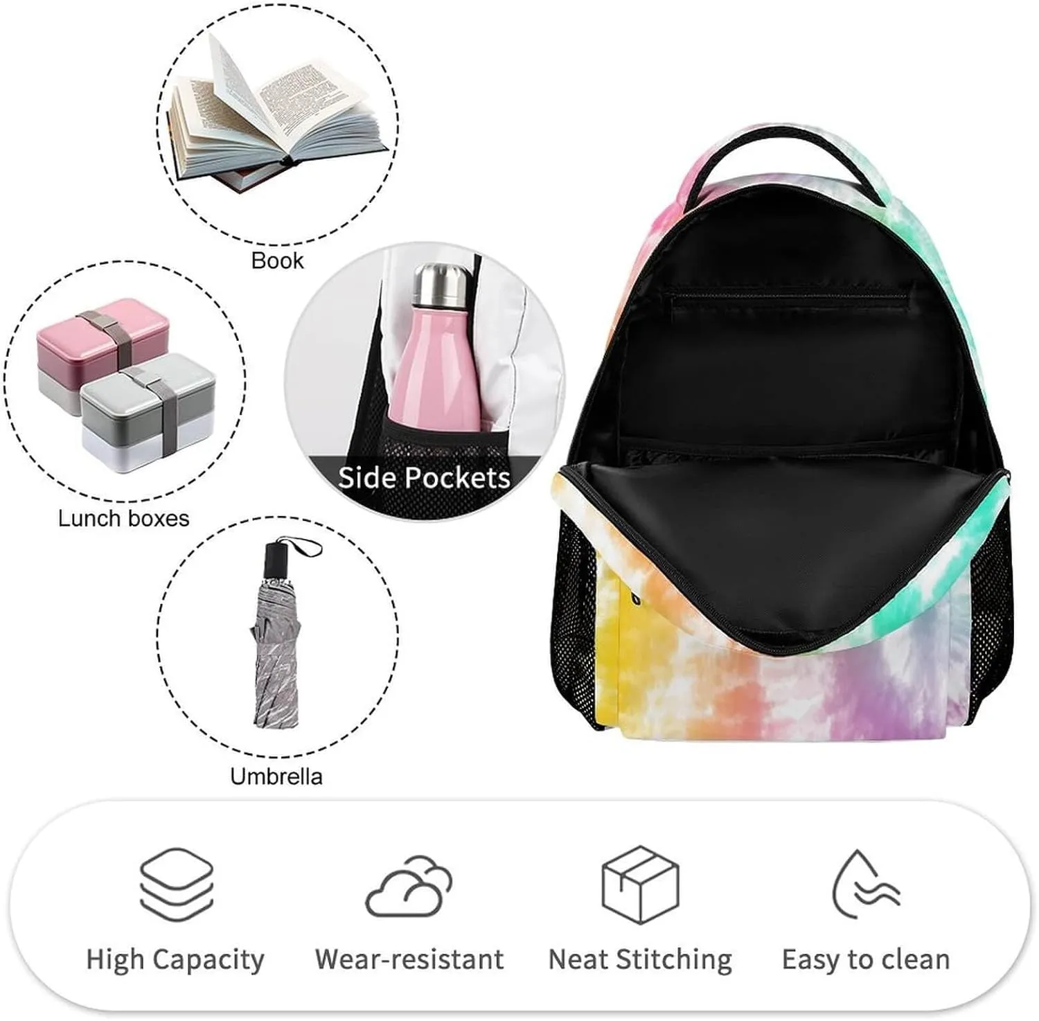 Tie Dye School Backpack for Kids Girls Boys, 16 Inch Cute Tie Dye Themed Bookbag, Personality School Backpack for Students Children, Lightweight, Large Capacity