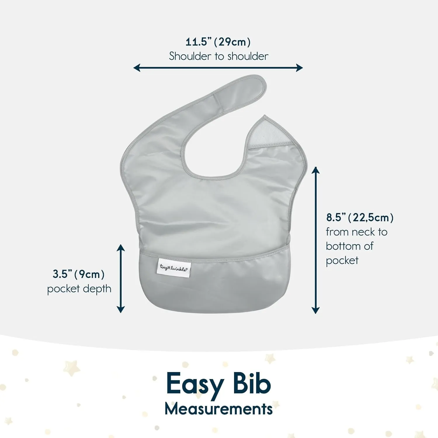 Tiny Twinkle Mess-Proof Baby Bib - Waterproof Bib for Baby Boy or Girl - PFAS, PVC, BPA, Phthalate Free - Baby Food Bibs