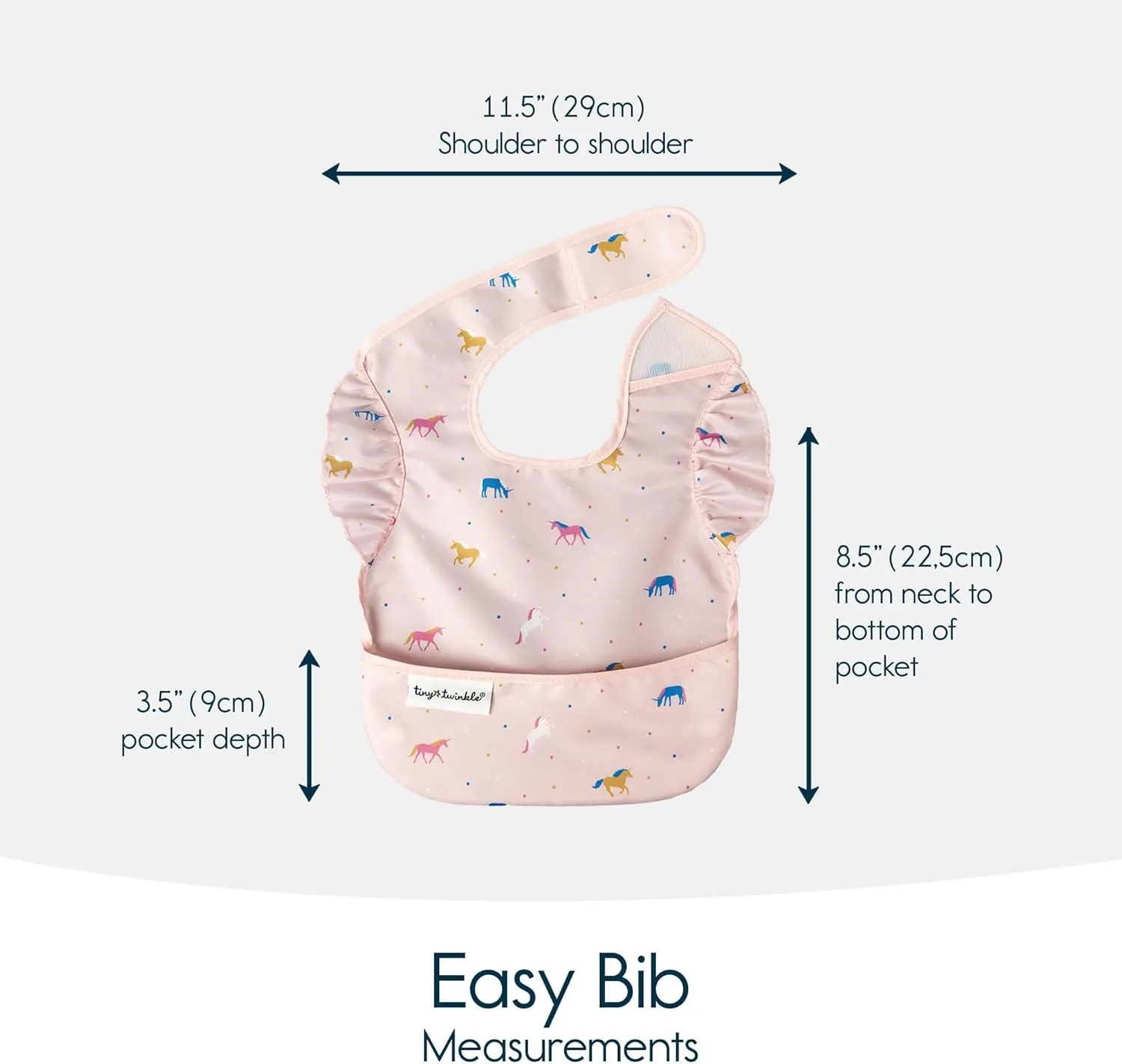 Tiny Twinkle Mess-Proof Baby Bib - Waterproof Bib for Baby Boy or Girl - PFAS, PVC, BPA, Phthalate Free - Baby Food Bibs