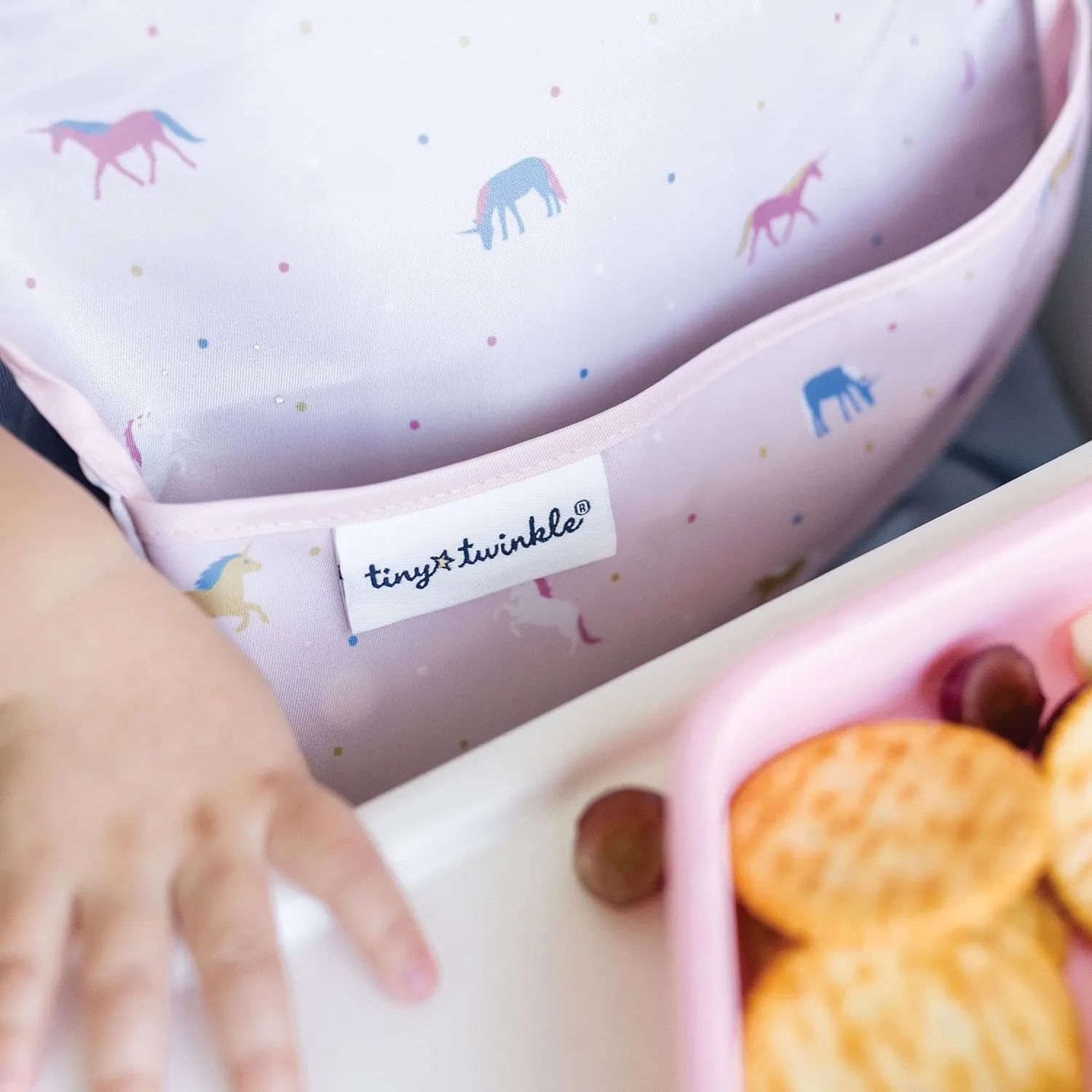 Tiny Twinkle Mess-Proof Baby Bib - Waterproof Bib for Baby Boy or Girl - PFAS, PVC, BPA, Phthalate Free - Baby Food Bibs