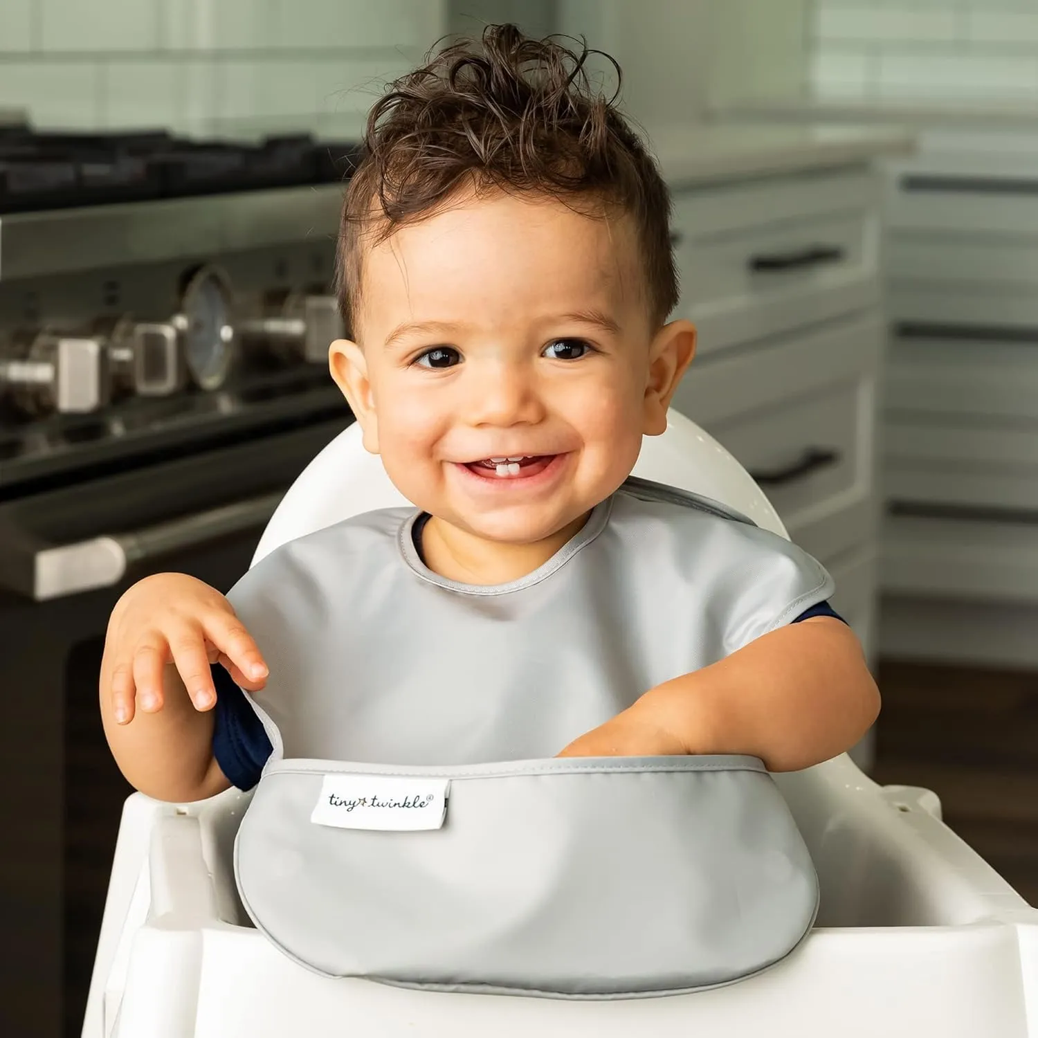 Tiny Twinkle Mess-Proof Baby Bib - Waterproof Bib for Baby Boy or Girl - PFAS, PVC, BPA, Phthalate Free - Baby Food Bibs