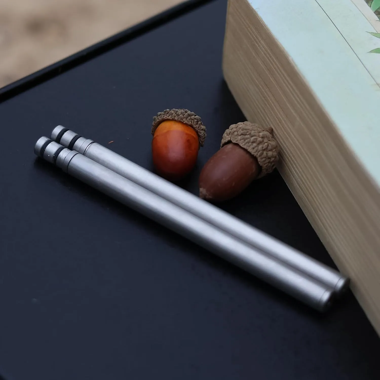 Titanium Chopsticks, Ultralight Utensil Titanium Collapsible Folding Travel Chopsticks - Perfect for Camping, Hiking, Backpacking Bushcraft, Office & Home