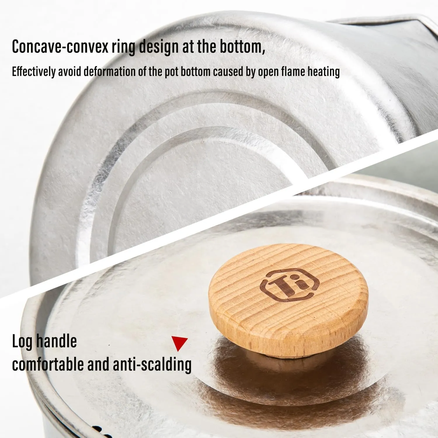 TiTo Titanium Camping Pot Lunch Box with Lid & Folding Handle Ultralight Portable Outdoor Heated Bowl for Hiking Backpacking Picnic Travel Adventure Cookware Bento Box