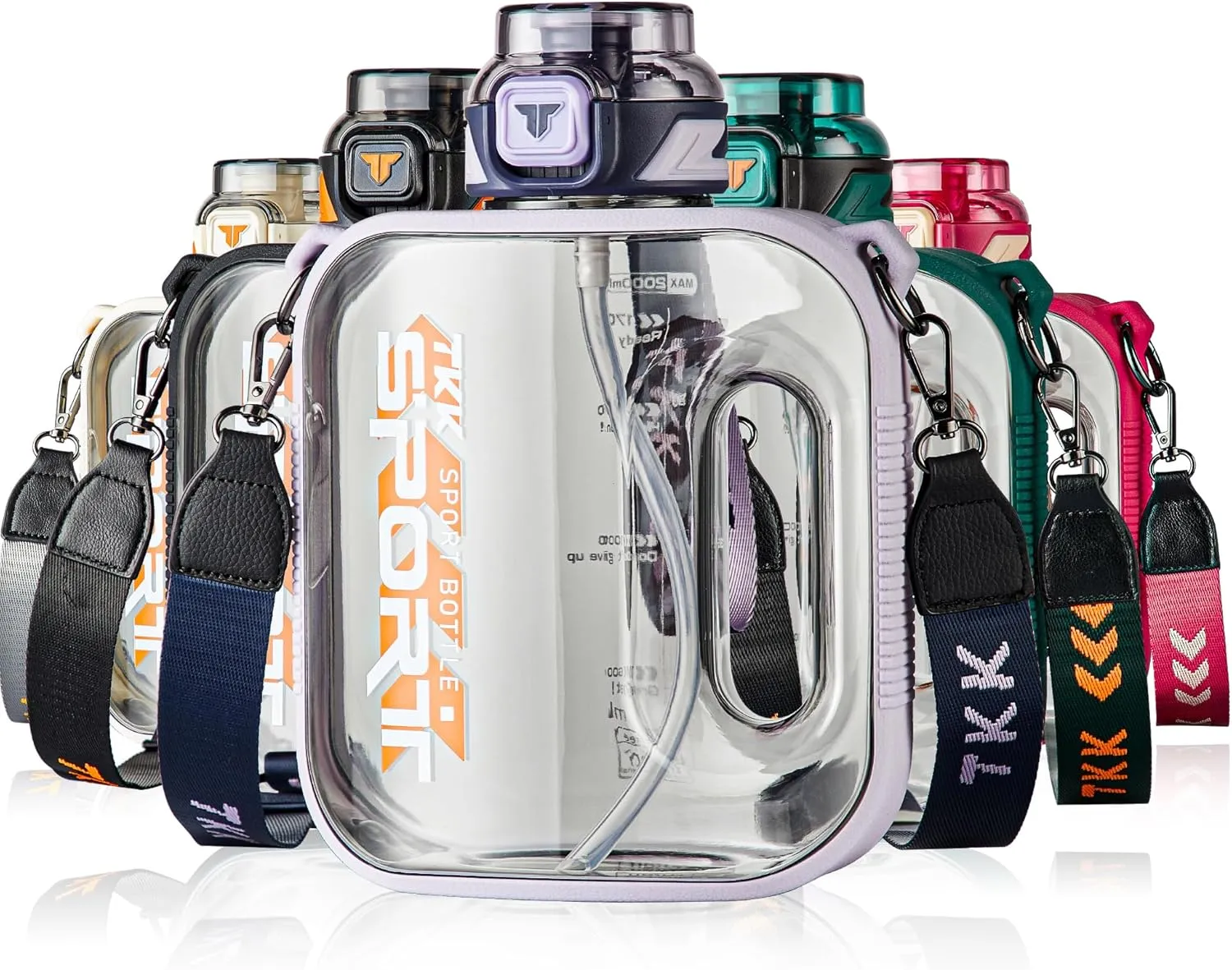 TKK Half Gallon Water Bottle Jug with Straw Large Capacity Plastic Water Bottle Dishwasher Safe 1/2 Gallon 50 Oz Water Bottle Jug BPA Free Tritan for Gym Yoga Travel Camping Outdoor
