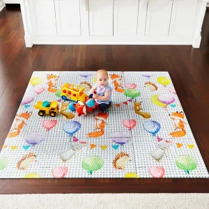 Toddleroo by North States 71" x 71" Foldable Balloon Ride Padded Play Mat. Extra Large Foam Baby Play Mats for Floor, Waterproof Tummy Time Mat for Indoor & Outdoor Use
