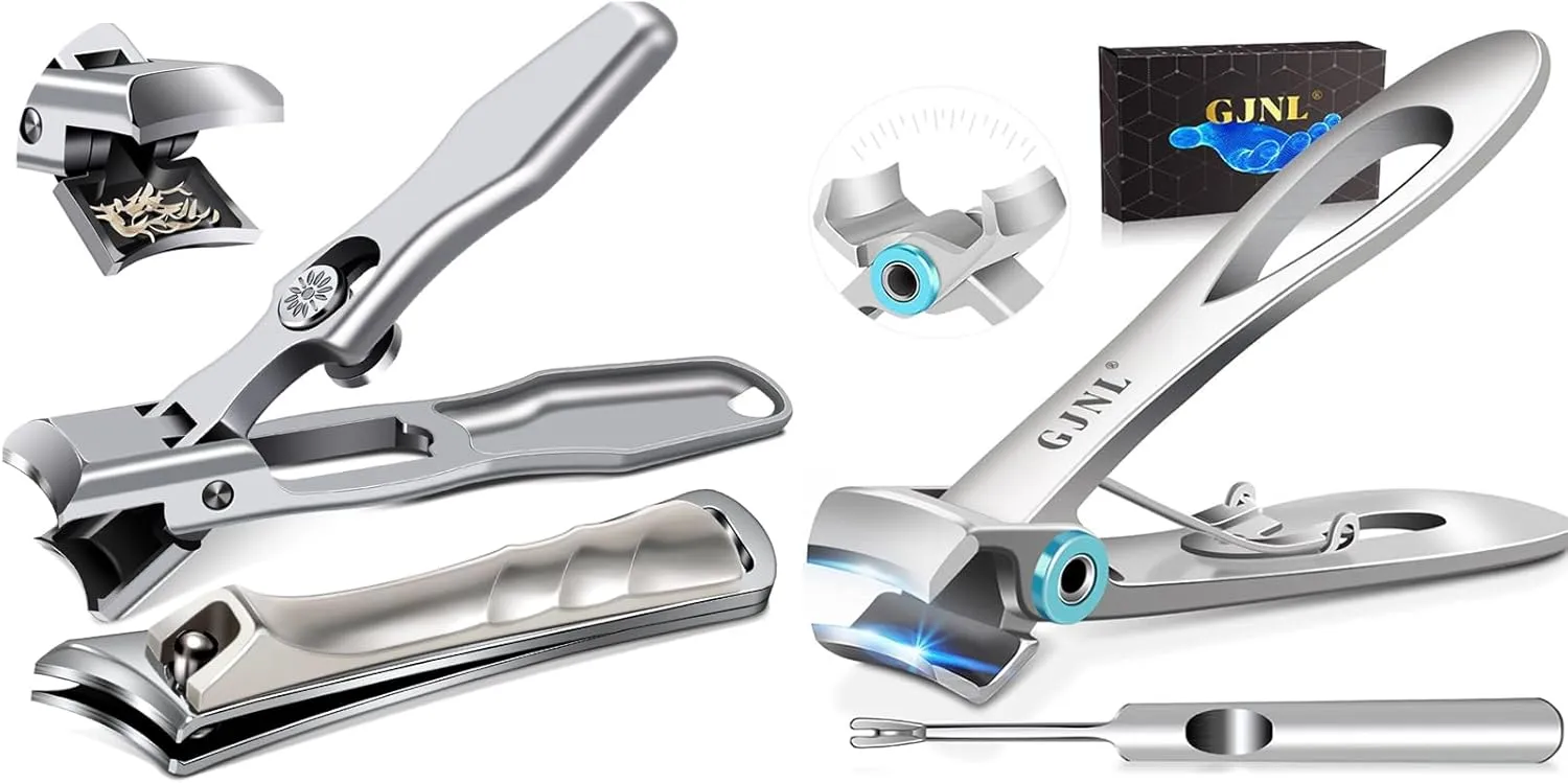 Toenail Clippers for Seniors Thick Nails - Popular Ultra Sharp Wide Jaw Nail Clippers for Men with Catcher, Upgrade Slant Curved Blade Fingernail Cutter for Ingrown Nails