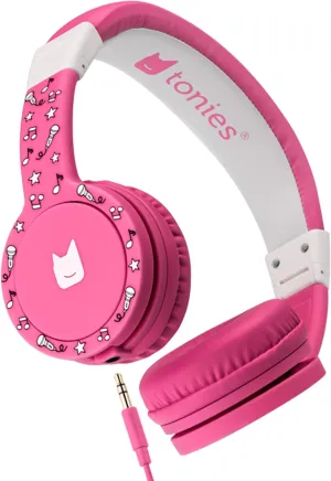 Tonies Foldable Wired Headphones for Kids - Comfortably Designed to fit On-Ear - Works with Toniebox and All 3.5mm Devices - Pink