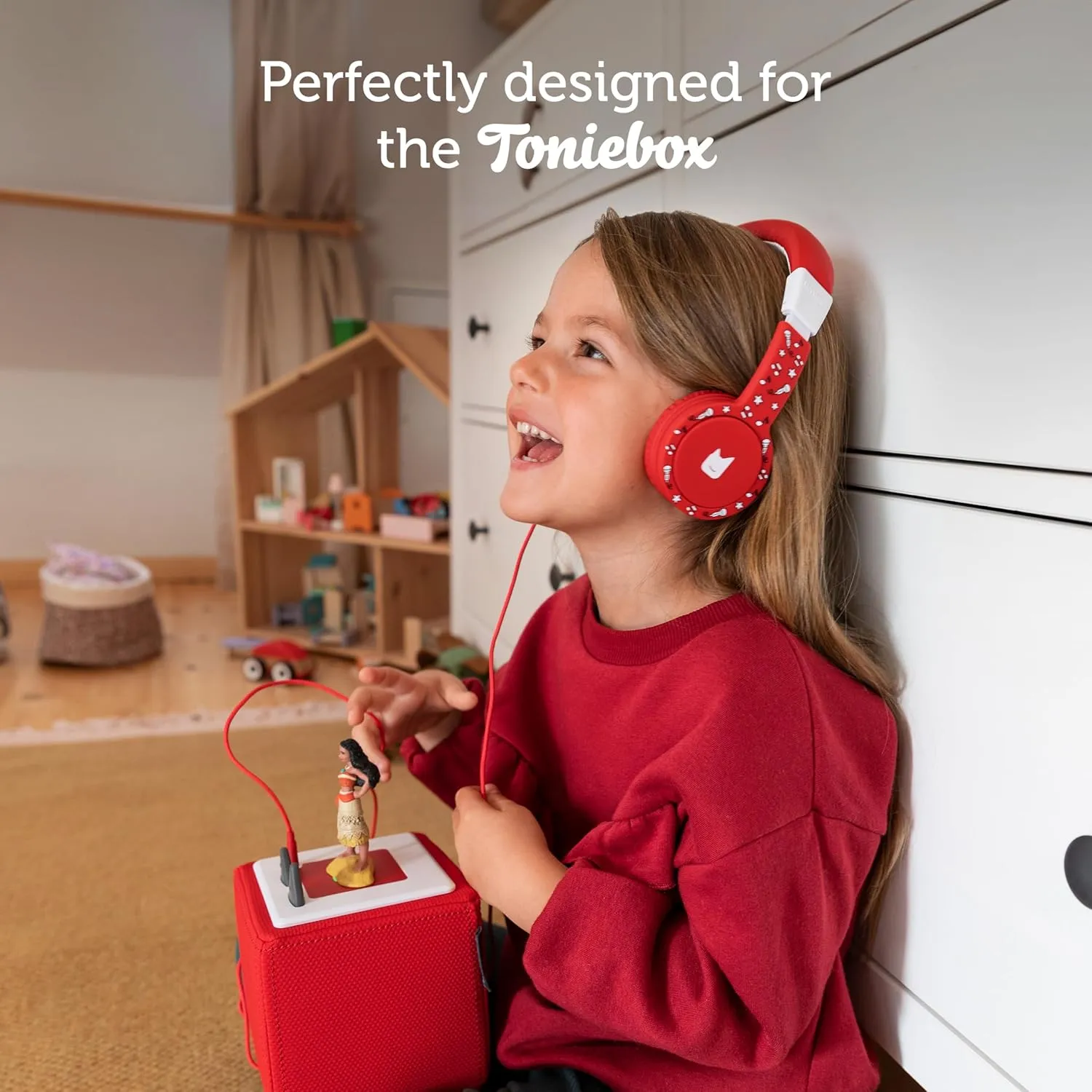 Tonies Foldable Wired Headphones for Kids - Comfortably Designed to fit On-Ear - Works with Toniebox and All 3.5mm Devices - Pink