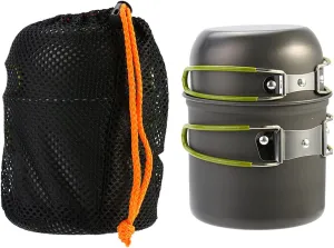 Topyond Camping Cookware Set Storage with Bag, Compact Aluminium Alloy Camping Pot with Foldable Handgrip, Backpacking Pot for Camping Hiking Outdoor Cooking and Picnic