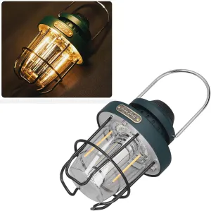 Topyond Camping Lantern Retro USB Charging,3 Light Modes,IPX4 Waterproof,Rechargeable Camping Lamp,Portable Hook,LED Power Display for Outdoor(Green)