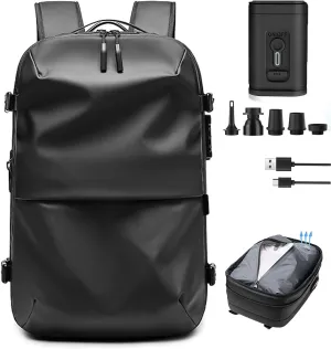 Transactione Backpack, Expandable Multifunctional Large Capacity Backpack, With Password Lock (Black-B Vacuum pump)