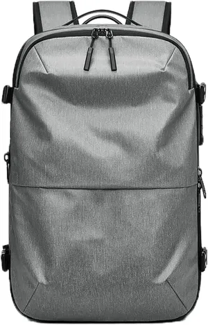 Transactione Backpack, Expandable Multifunctional Large Capacity Backpack, With Password Lock (Light Gray-B)