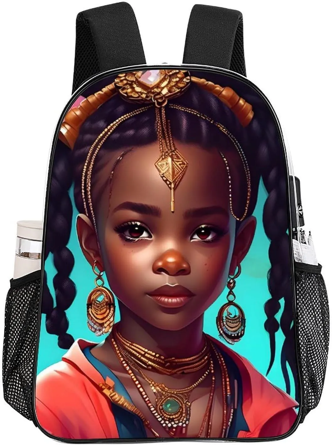 Transparent Daypack Backpack for Trekking Picnic Walking Cycling - Large Capacity Anti-Theft Multipurpose Shoulder Bag, Afro Women African American Black Women Art Casual Daypack