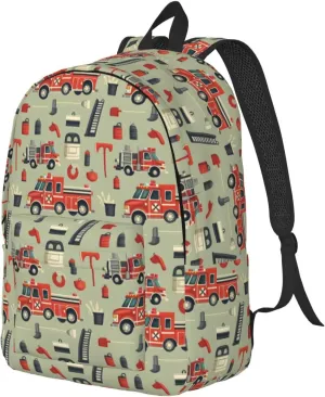 Travel Backpack for Women Men - 20L Fire Truck Elevator Tools Print Canvas Simple Modern Backpack Bag for Hiking