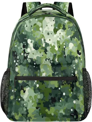 Travel Backpack for Women Men, Mysterious Green Geometric Mottles Lightweight Casual Daypack, Large 16 Inch Laptop Backpack for Travel & College