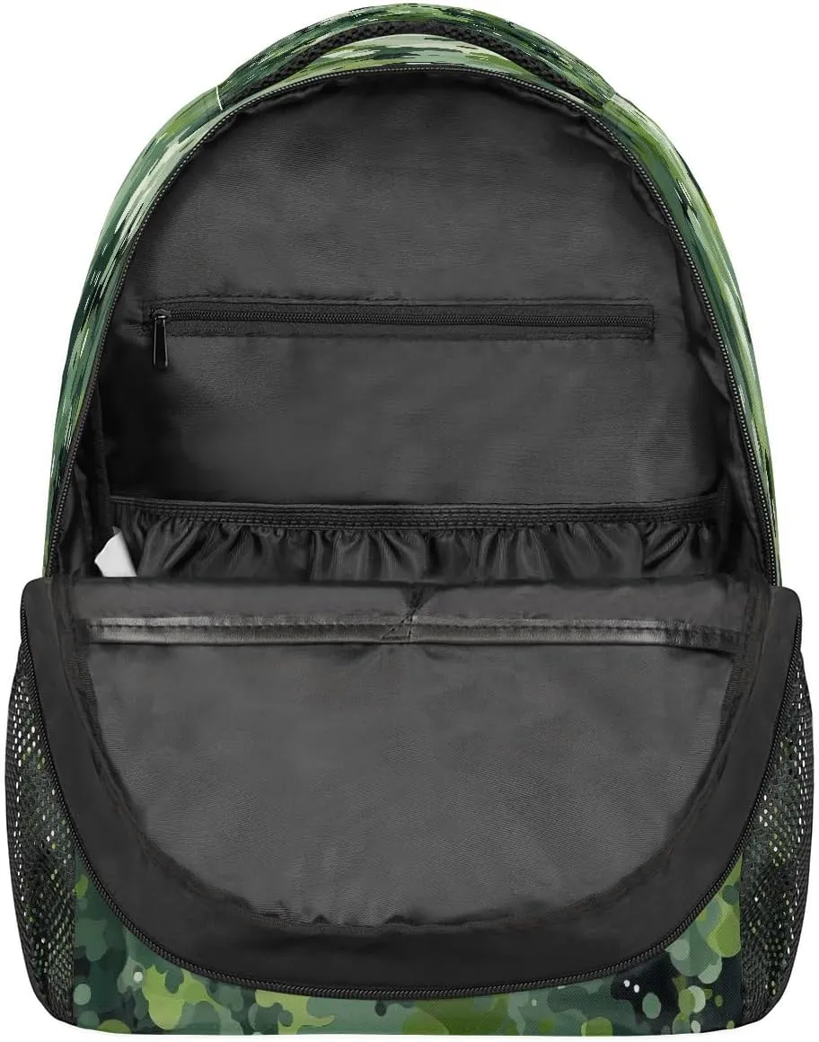 Travel Backpack for Women Men, Mysterious Green Geometric Mottles Lightweight Casual Daypack, Large 16 Inch Laptop Backpack for Travel & College
