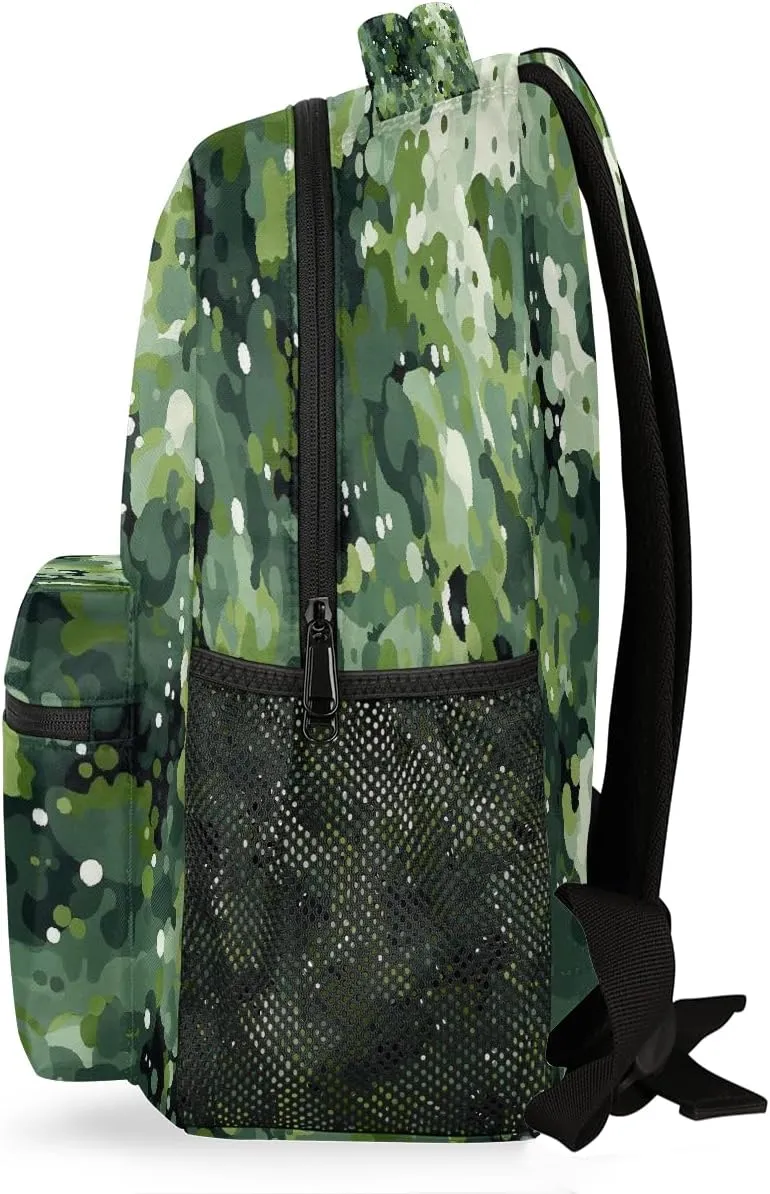 Travel Backpack for Women Men, Mysterious Green Geometric Mottles Lightweight Casual Daypack, Large 16 Inch Laptop Backpack for Travel & College